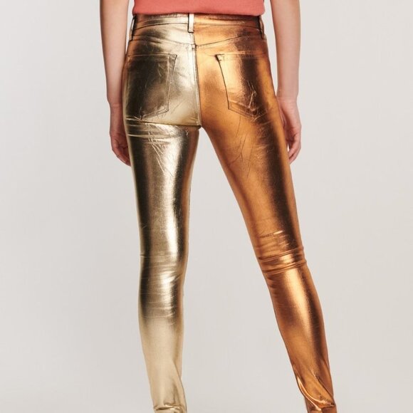 J Brand x Halpern High-Rise Maria Jeans in Gold Dust Multi-Foil - Picture 2 of 10